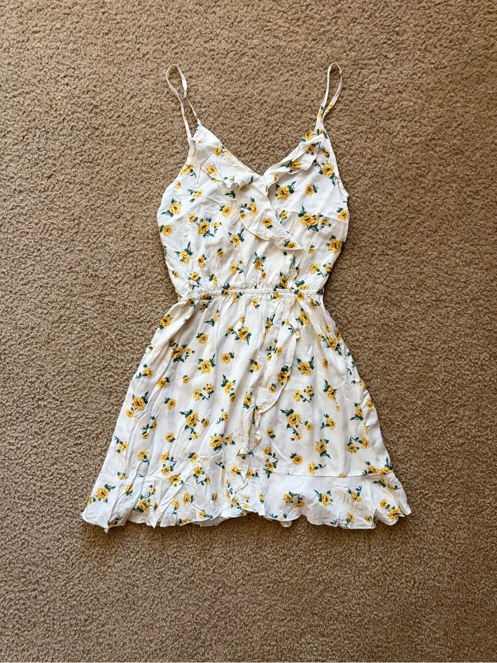 Purple Snow White Dress with Yellow Rose and Green Leaf Print